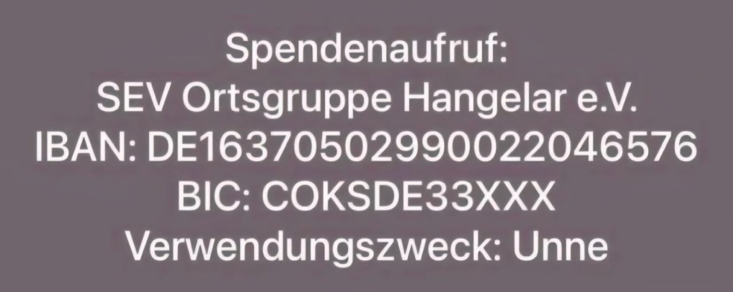 Spendenkonto SEV Hangelar
